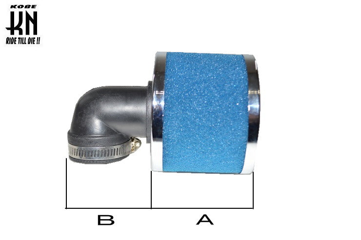 ノーマルキャブ用 KN926 汎用パワーフィルター 90度【ブルー】
