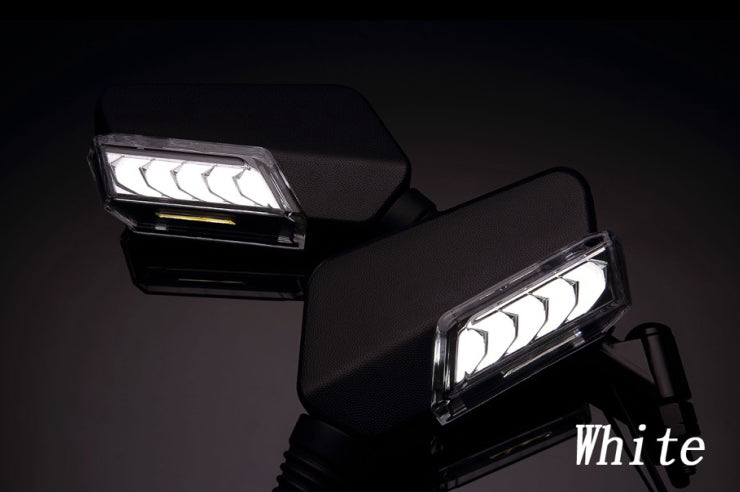 シーケンシャルウインカー付バックミラー【デイライトホワイト/左10mm正,右10mm逆ネジ】Eマーク付