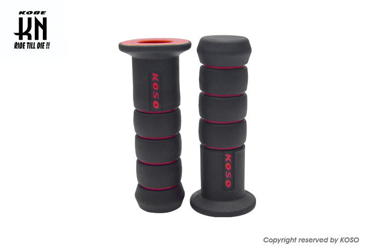 KOSO オーロラデュアルカラーグリップ【ブラック/レッド】120mm