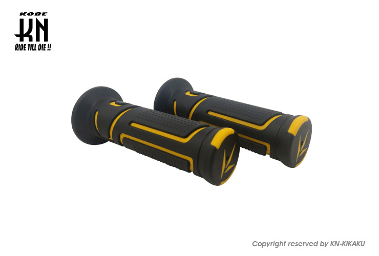 KOSO デュアルカラーグリップ【STRONG WIND】ブラック/イエロー【120mm】