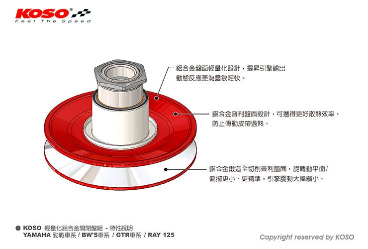 KOSO HPアルミセカンダリ レッド【シグナスX1型〜5型/BWSR/BWS125】