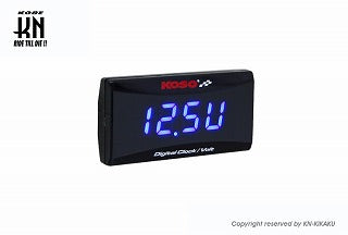 KOSO スーパースリムスタイルメーター【電圧/時計】ブルー表示