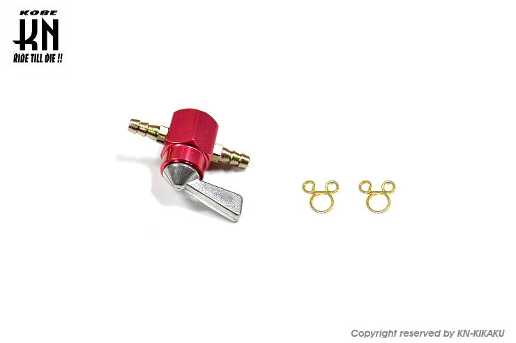 燃料コック【ホースジョイント径 6mm】ON-OFF【レッド】
