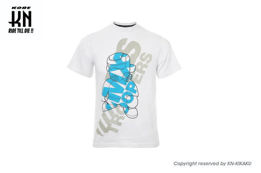 MXS WEAR T-SHIRT "MXS TROOPERS BASIC" WHITE/CYAN【Mサイズ】