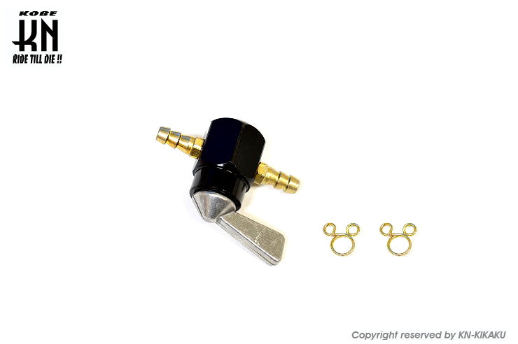 燃料コック【ホースジョイント径　6mm】ON-OFF【ブラック】