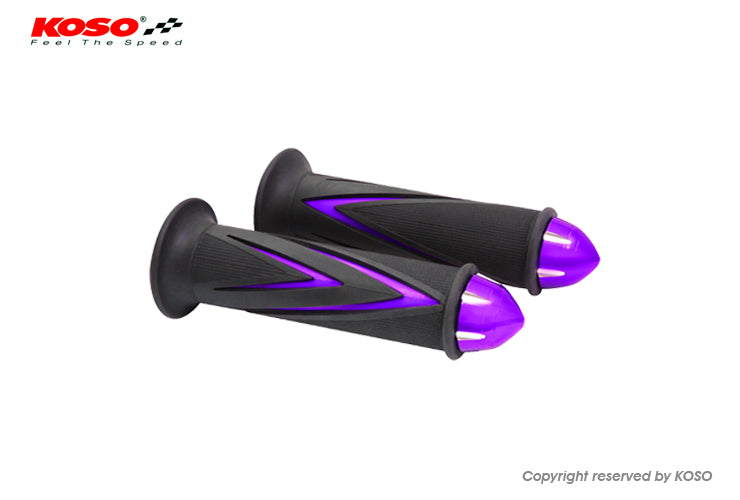 KOSO ARROW GRIPS DUAL COLOR WITH BAR-END CAP パープル