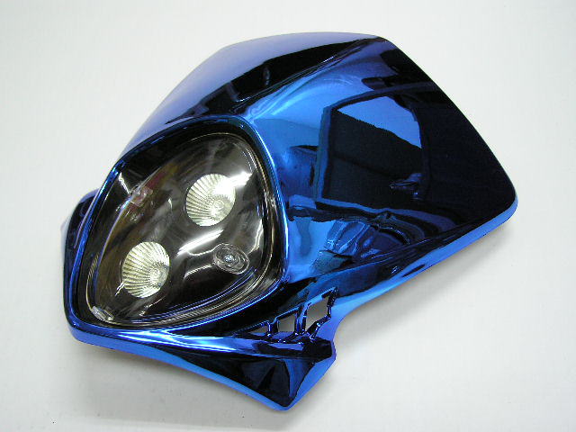 モトクロスカウル　縦目2灯　【ブルーメッキ】