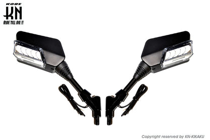 シーケンシャルウインカー付バックミラー【デイライトブルー/左8mm正,右8mm逆ネジ】