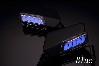 シーケンシャルウインカー付バックミラー【デイライトブルー/左10mm正,右10mm逆ネジ】