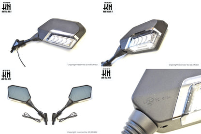 シーケンシャルウインカー付バックミラー【デイライトホワイト/左右10mm正ネジ】Eマーク付