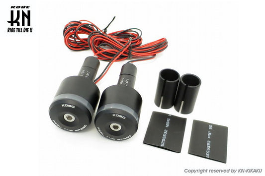 KOSOオーロラLEDバーエンド【ブルーライト】マットブラックビレットボディー