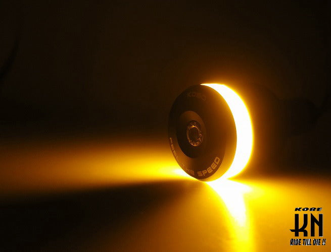 KOSOオーロラLEDバーエンド【オレンジライト】マットブラックビレットボディー