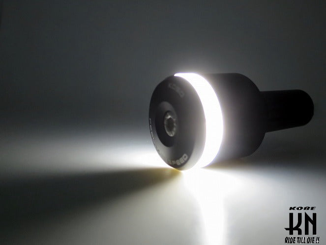 KOSOオーロラLEDバーエンド【ホワイトライト】マットブラックビレットボディー