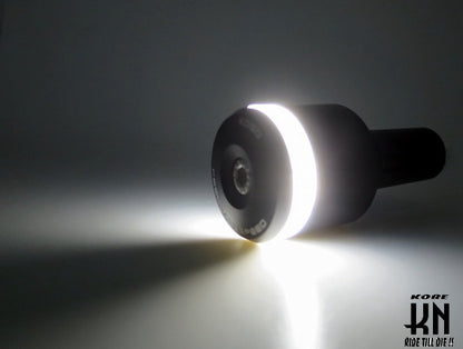 KOSOオーロラLEDバーエンド【ホワイトライト】マットブラックビレットボディー