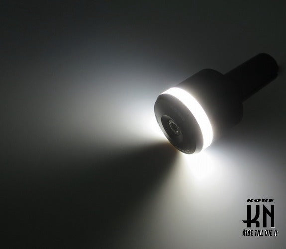 KOSOオーロラLEDバーエンド【ホワイトライト】マットブラックビレットボディー