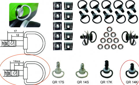 QUICK RELEASE FASTENER 【カウルクリップ】 14mmブラック 10個