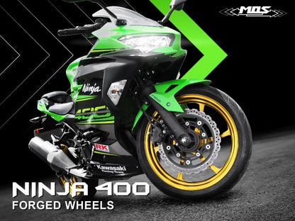 MOS 鍛造アルミホイール前後セット【NINJA400/Z400/NINJA250/Z250】KN別注グリーン