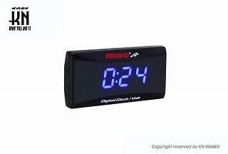 KOSO スーパースリムスタイルメーター【電圧/時計】ブルー表示