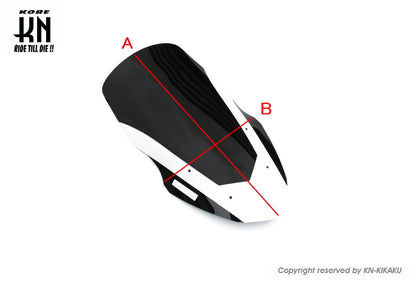 NMAX フロントロングスクリーン【ブラック/ホワイトライン】