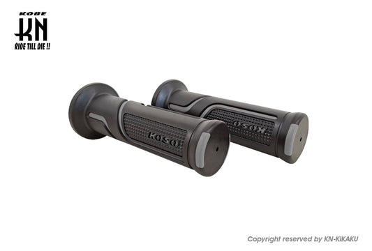 KOSO 2トーンカラーグリップ【ハリケーン】ブラック/グレー【120mm】