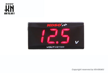 KOSO スーパースリムスタイルメーター 【電圧計レッド表示】