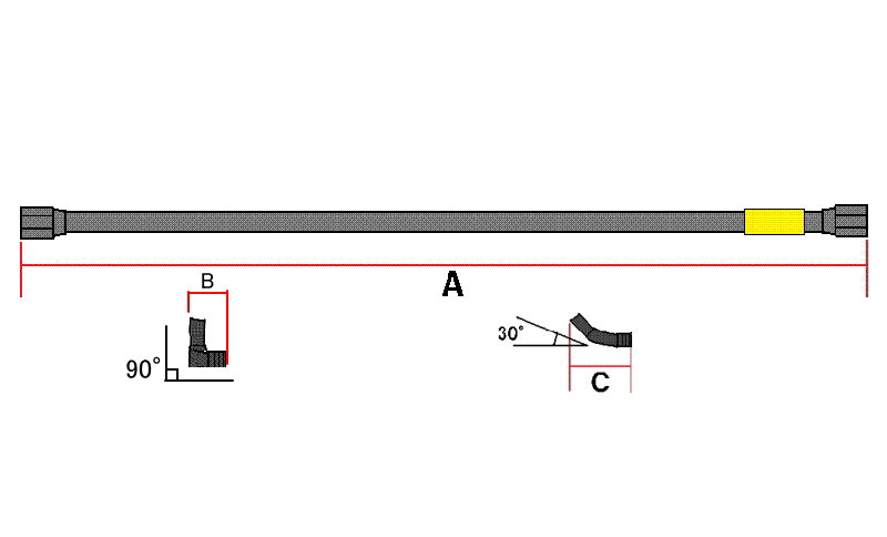 RCB テフロンブレーキホース 2000mm【NMAX/リア用サイズ】レッド