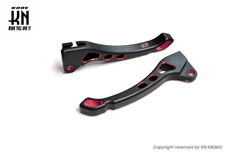 KN デュアルカラーレバー3 【ブラック/レッド】横型エンジンJOG系ドラム車両