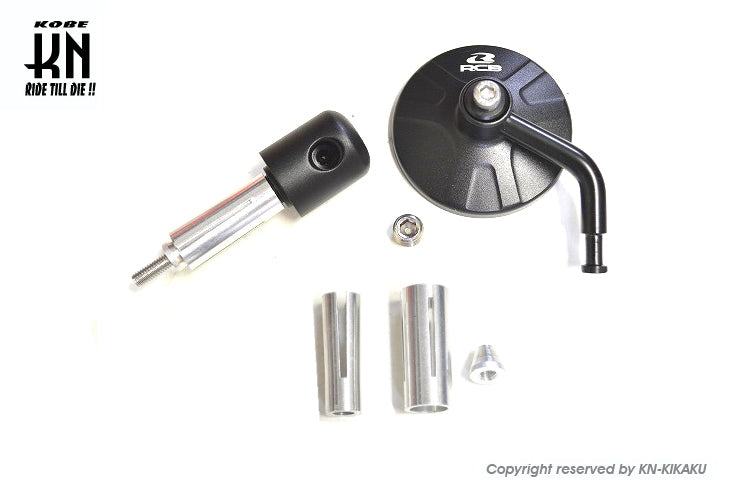 RCB 2WAY ミニバーエンドミラー【アルミCNCサイドミラー】左右セット【ブラック】