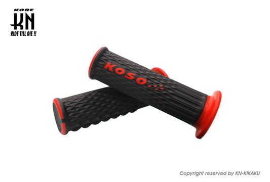 KOSO ウェーブデュアルカラーグリップ【ブラック/レッド】120mm
