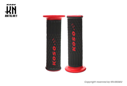 KOSO ウェーブデュアルカラーグリップ【ブラック/レッド】120mm
