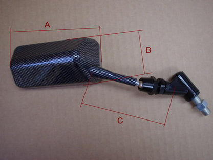 カーボンルック レーシングバックミラー 8mm 【右逆ネジ/左正ネジ】