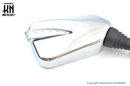 シーケンシャルウインカー付バックミラー2【デイライトホワイト/左10mm正,右10mm逆ネジ】メッキ