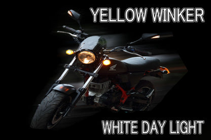 シーケンシャルウインカー付バックミラー2【デイライトホワイト/左10mm正,右10mm逆ネジ】メッキ