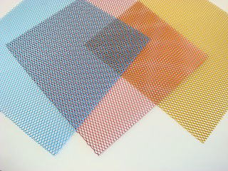 カラーワイヤーネット【メッシュ】300mm×300mm　レッド