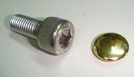 ヘックスボルト用 ヘッドキャップ 穴径4mm【M5ボルト用】ゴールドメッキ【10個入】