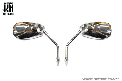 楕円型 メッキバックミラー【右正ネジ/左逆ネジ/径10mm】左右セット