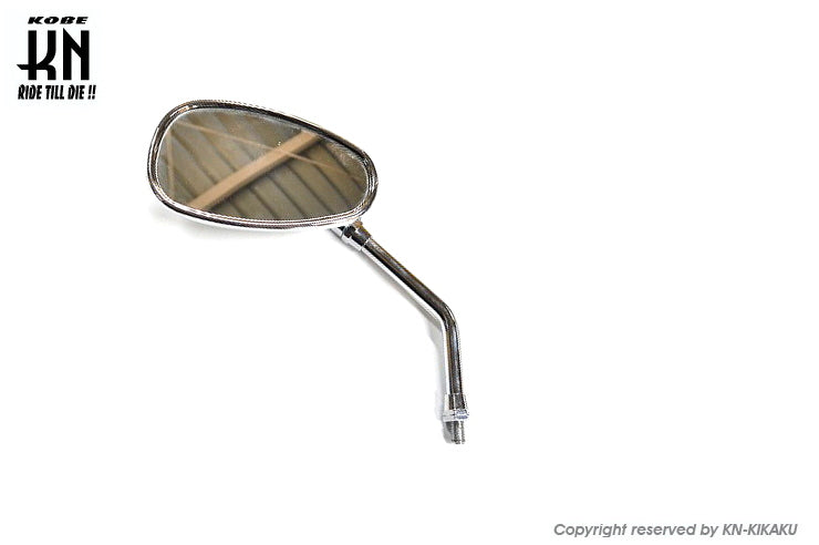 楕円型 メッキバックミラー【右正ネジ/左逆ネジ/径10mm】左右セット