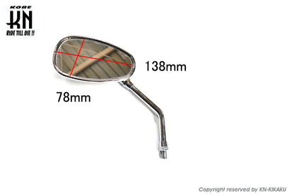 楕円型 メッキバックミラー【右正ネジ/左逆ネジ/径10mm】左右セット