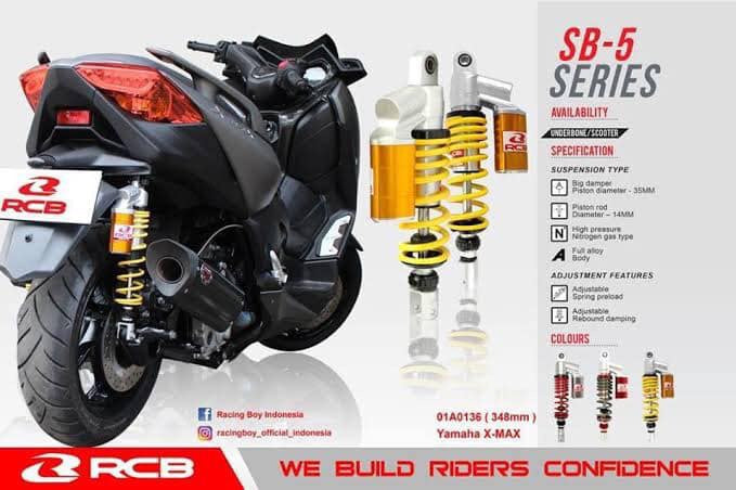 RCB 348-353mm リアショック減衰調整【XMAX250/300/PCX】SB-5【ゴールド/イエロー】