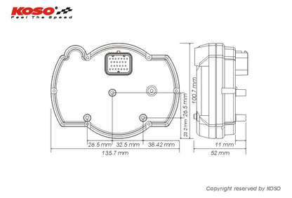 KOSO RX2Nプラス  LCDマルチメーター バックライト8色 【0-10000rpm】