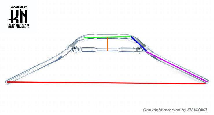 汎用アルミハンドルバー【22.2mm/ミドルタイプ】ハンドルブレス付