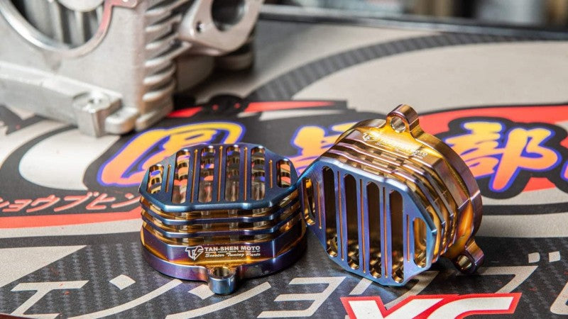 TAN-SHEN タイミングギヤカバー,タペットカバーセット【シグナスX/BWS】チタンカラー