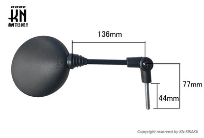 汎用バックミラー 【クランプ式固定】左右共通タイプ【1本売り】