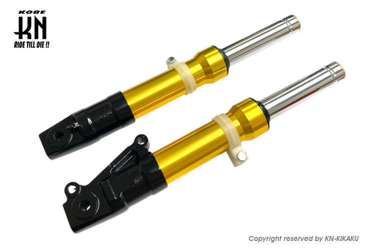 ローダウンフロントフォーク【ディオ系DISK】ブラック/ゴールド